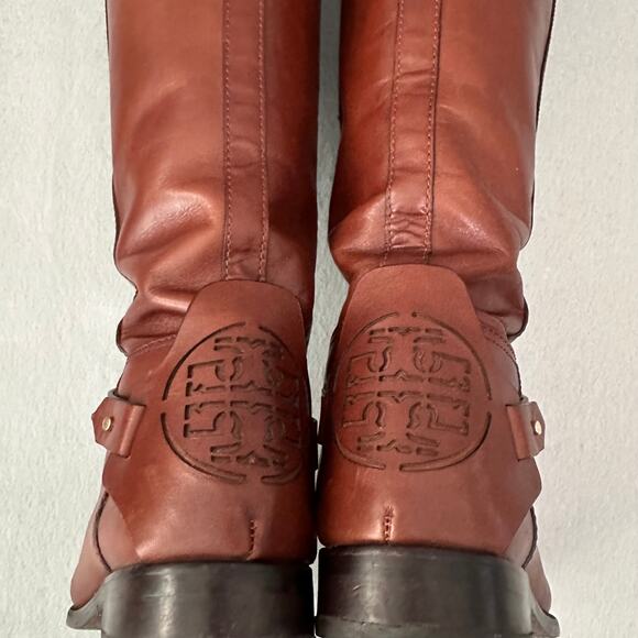 Tory Burch Derby Tall Leather Riding Boots in Antique Brown US 9M - Picture 9 of 15